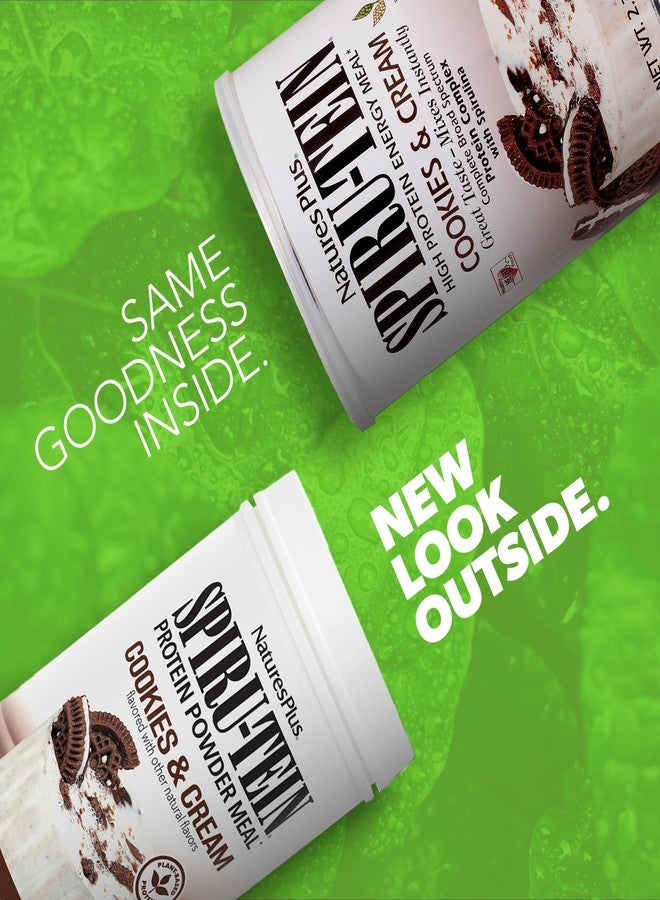 NaturesPlus Natures Plus SPIRU-TEIN Shake - Cookies & Cream - 2.3 lbs, Spirulina Protein Powder - Plant Based Meal Replacement, Vitamins & Minerals for Energy - Vegetarian - 30 Servings - Image 2